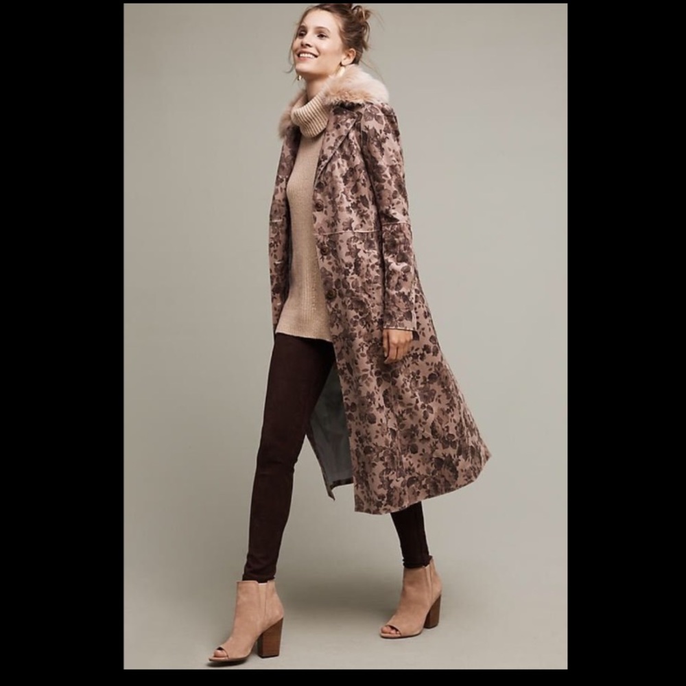 Anthropologie by Elevenses NWOT Chevril Duster Collared Coat Printed Size 6.